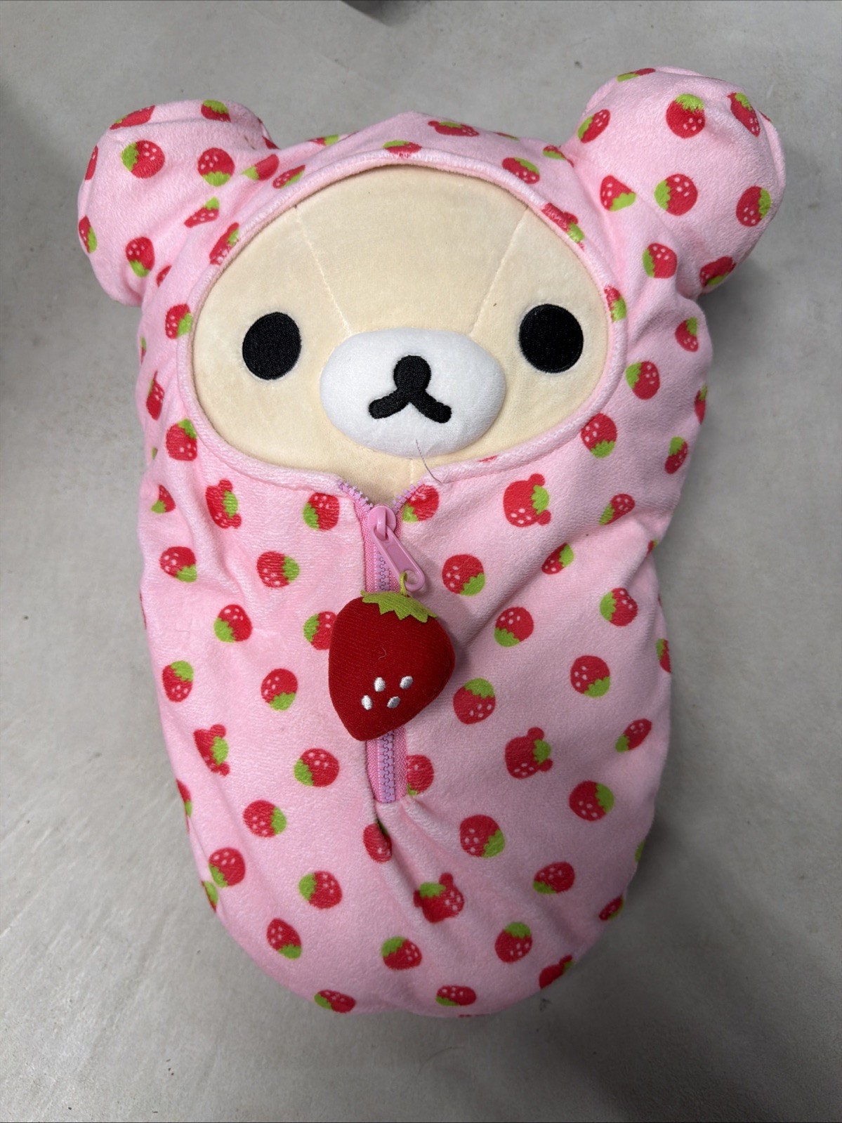 Rilakkuma Korilakuma Plush Reversible Strawberry Sleeping Bag San-X Kigurumi