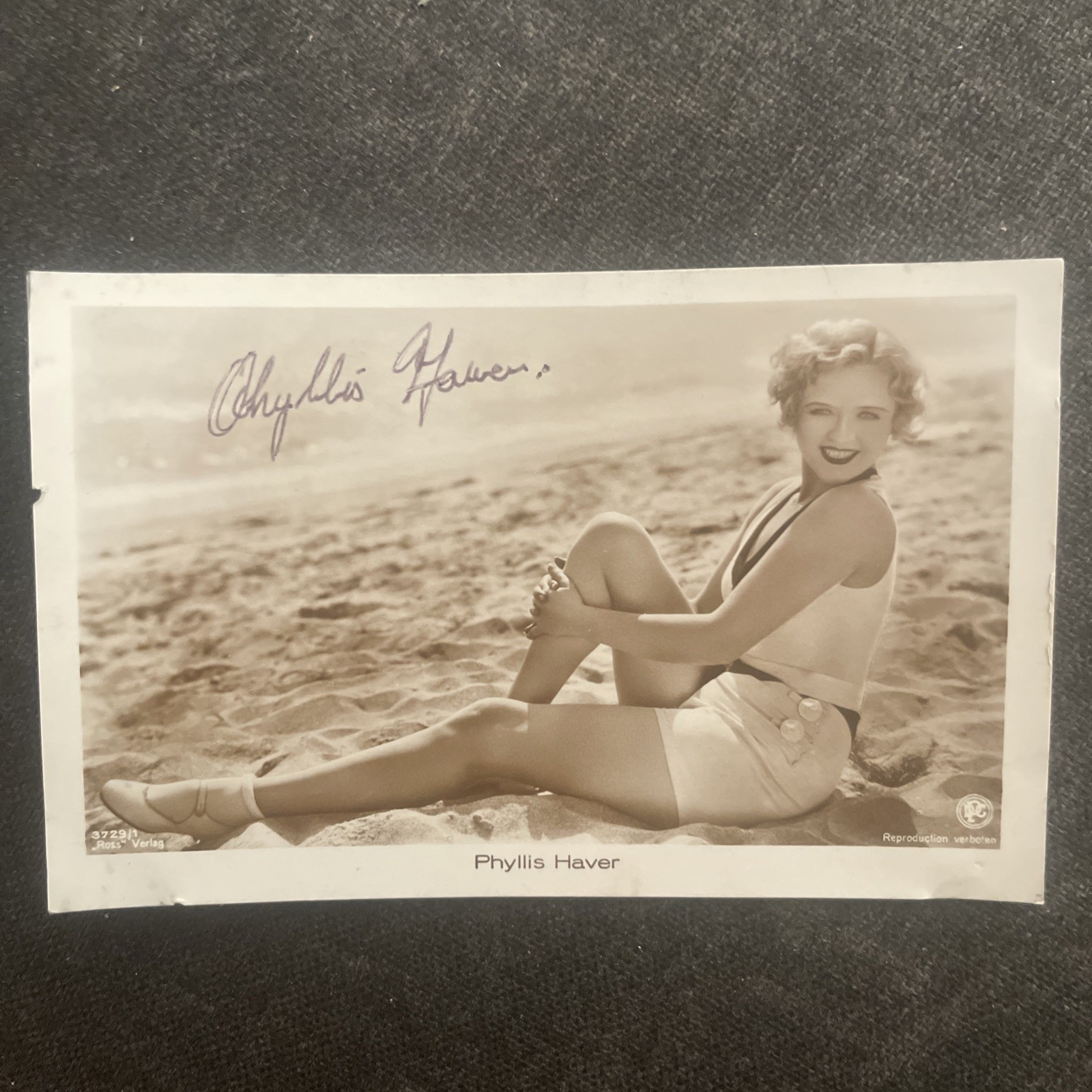 Vintage Postcard Cinema Phyllis Haver Autograph Signature Dedication