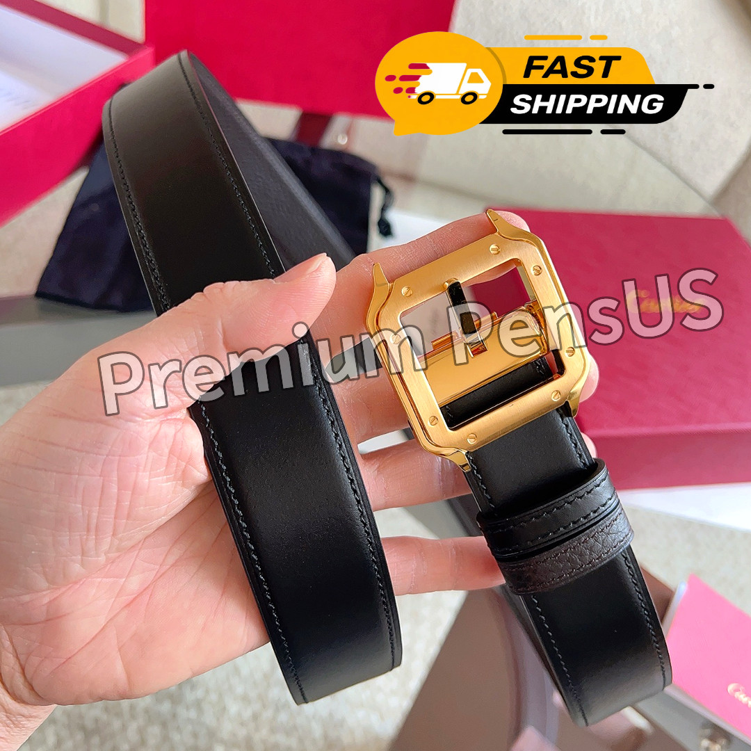 CARTIER Santos Black Leather Belt Gold Tone Buckle Men’s Luxury Classic Style