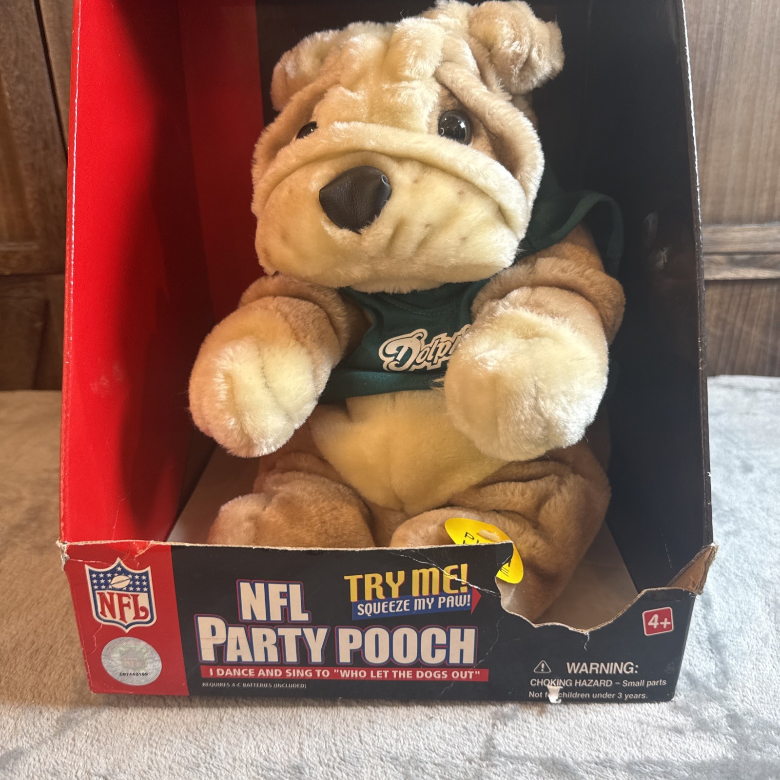 Gemmy 2001 Party Pooch Dancing Dog NFL Miami DolphinsWho Let the Dogs Out Works