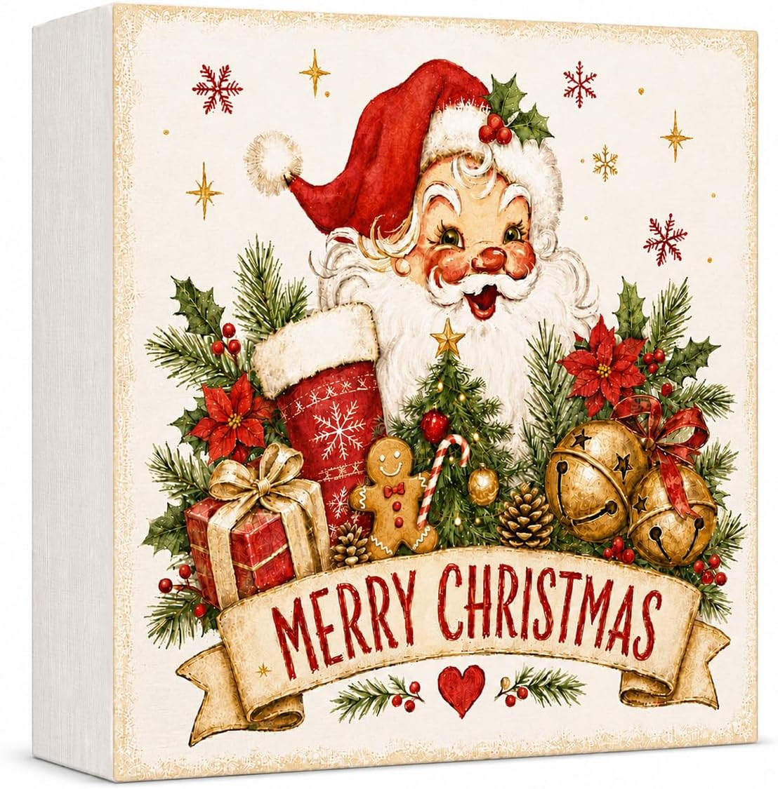 Vintage Merry Christmas Wood Box Sign 5x5 Vintage Merry Christmas Wood Box Sign 5x5