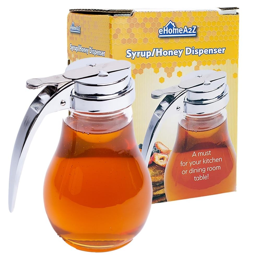 Commercial-Grade Tempered Glass Honey Dispenser 14 Ounce Honey Jar