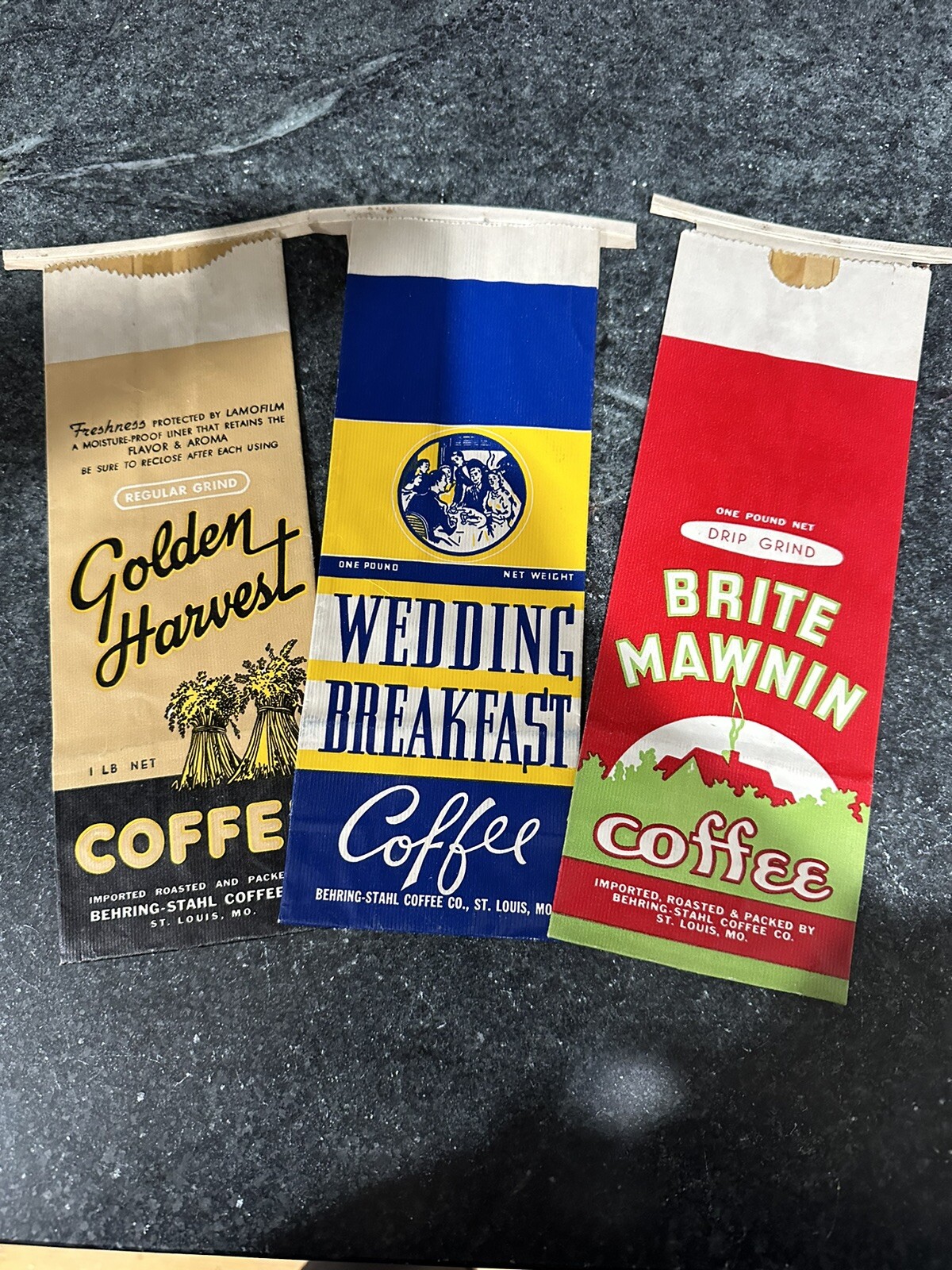 Vintage NOS Behring-Stahl  Coffee Bags - Wedding - Golden - Brite Mawnin (3)