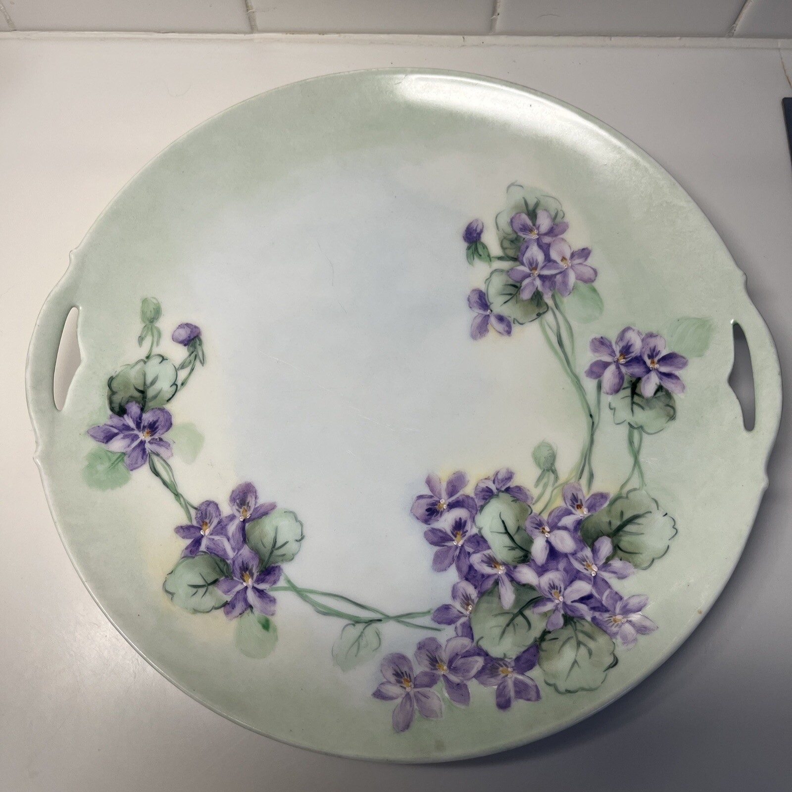 Antique 1890-1915 KPM Wilkinson Porcelain Hand Painted Handled Plate