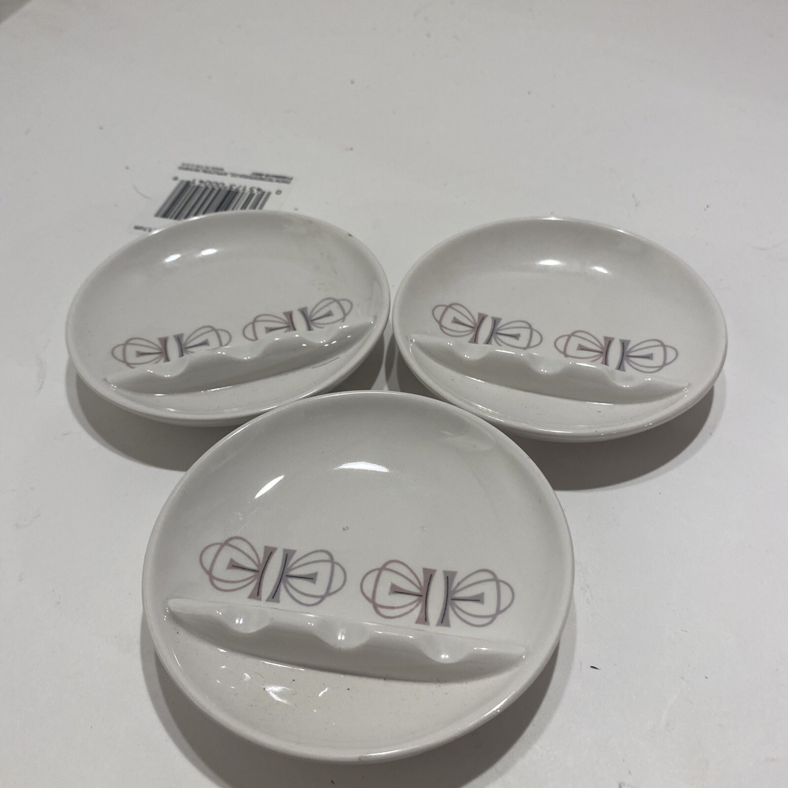 3 Vtg Franiscan White Stoneware 1959-65 Japan Ash Tray E F
