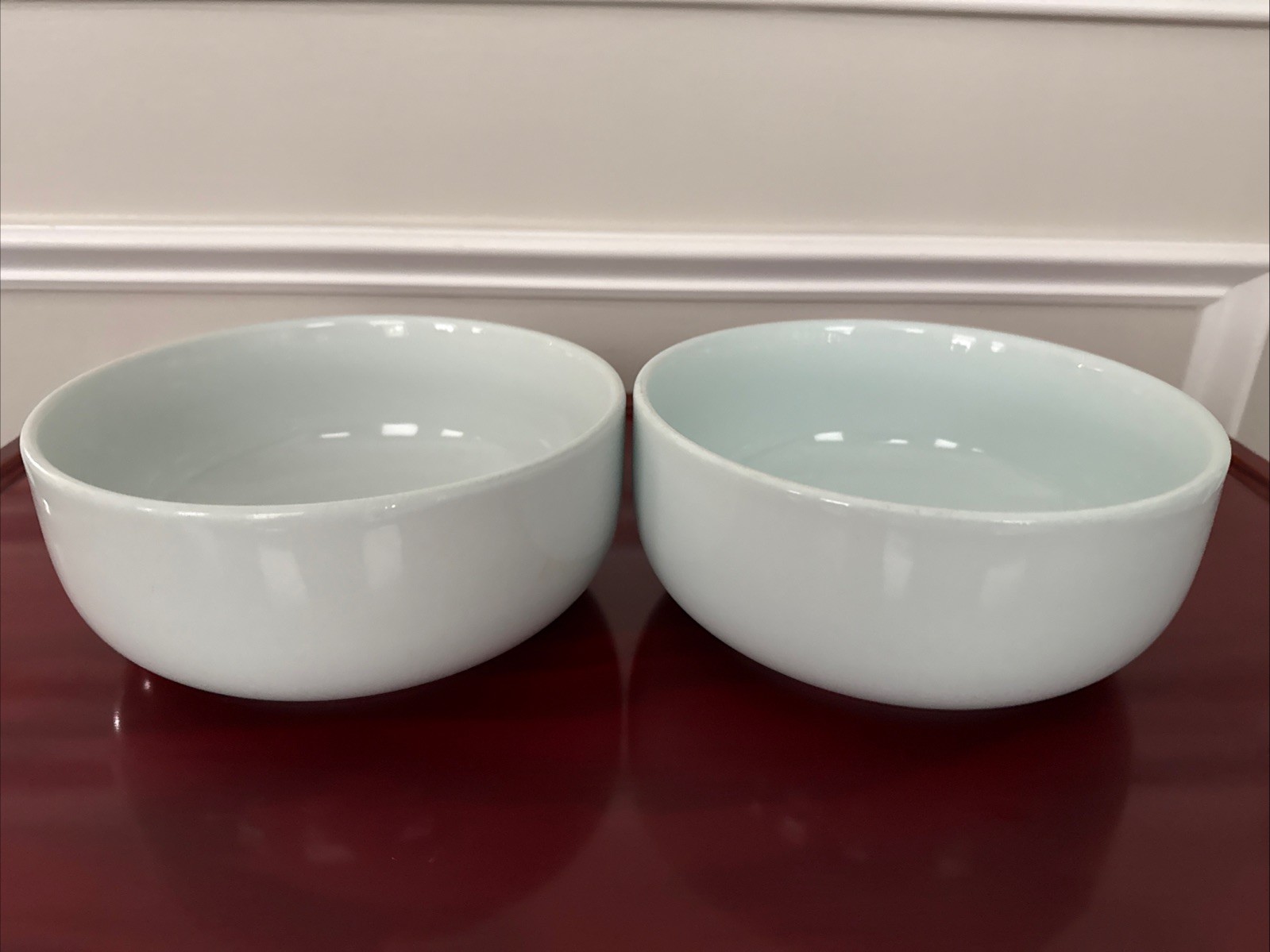 70s Korean Hangcheon Large Celadon Bowl 7”x 3.25” Pale Glazed Ceramic Set-2, EUC