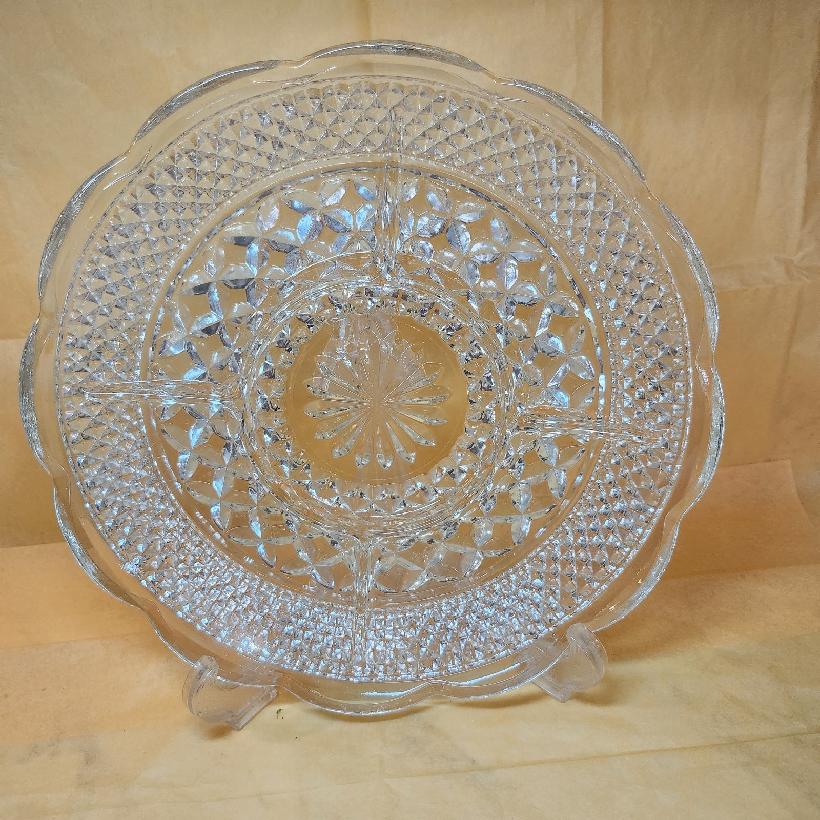 Vintage Anchor Hocking Wexford Glass 5 Part Divided Relish Dish Tray 