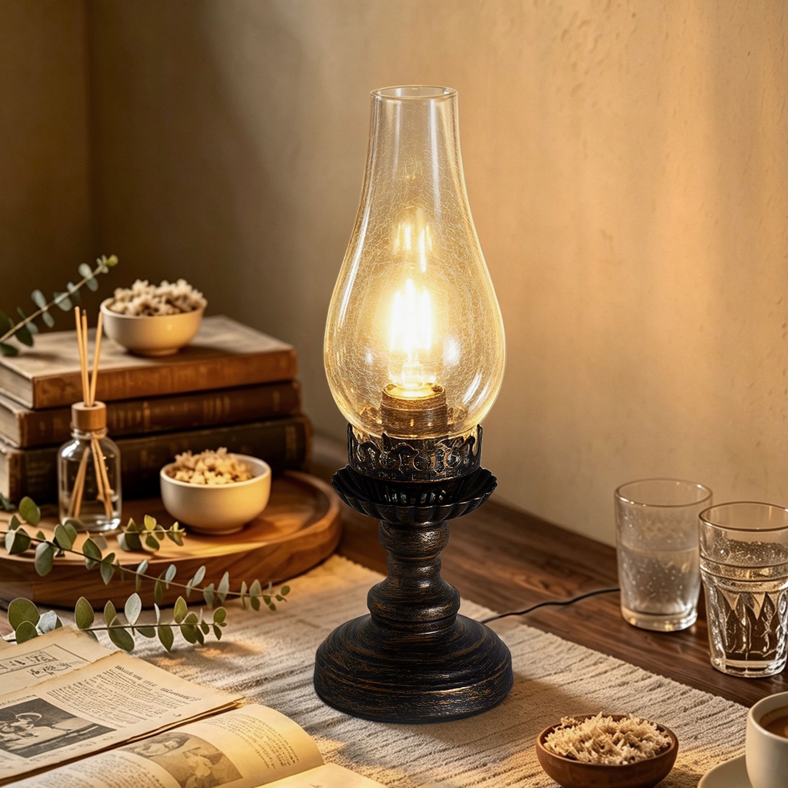 1 PC Vintage Rechargeable Cordless Table Lamp, Small Battery Powered Lamp 1 PC Vintage Rechargeable Cordless Table Lamp, Small Battery Powered Lamp