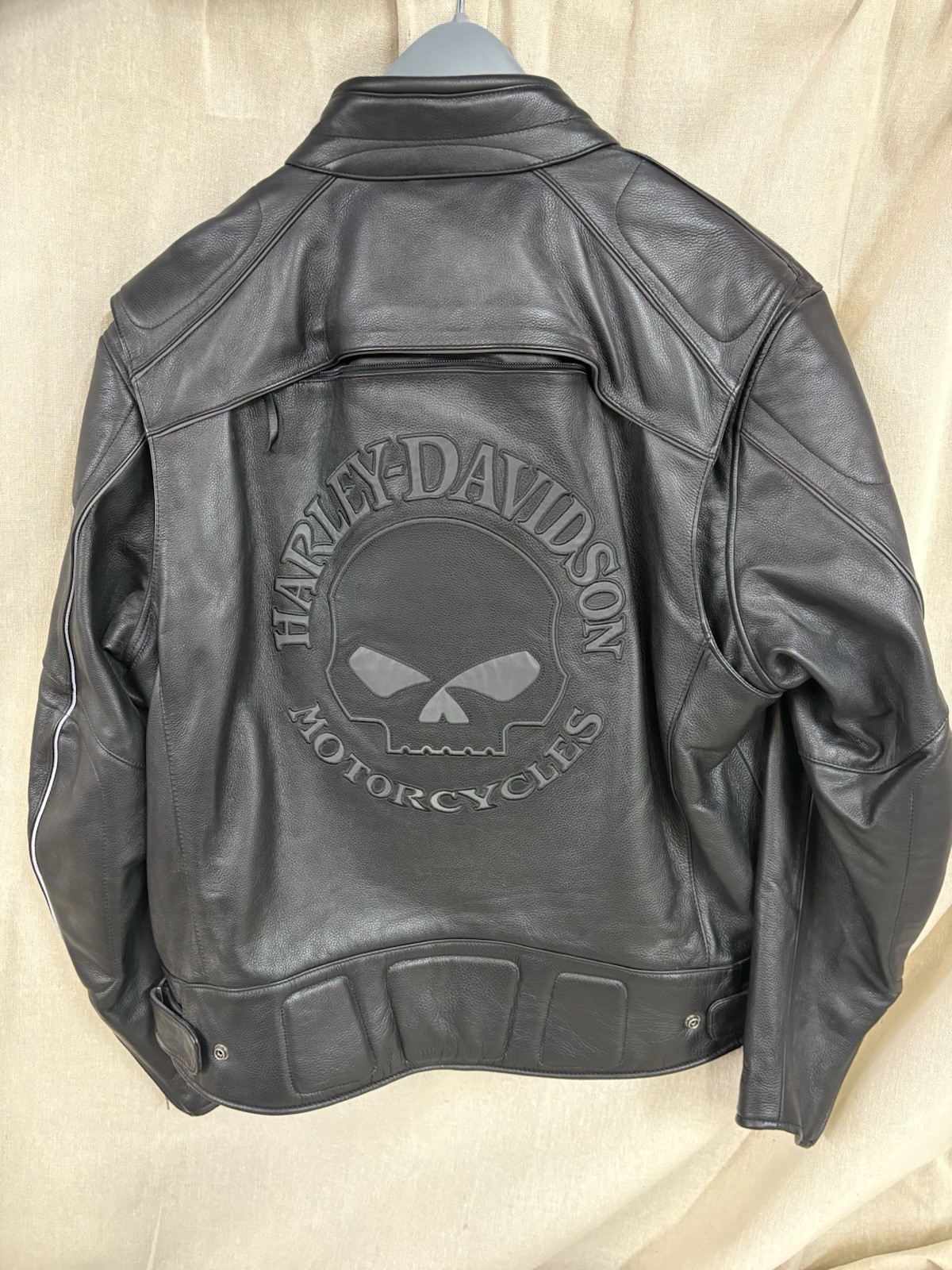 Harley Davidson Willie G Reflective Skull Leather Jacket Removable Zipper Liner
