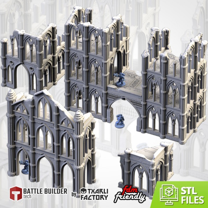 Txarli Factory Cathedral Ruins Fantasy 40k Tabletop Sci Fi Terrain DnD