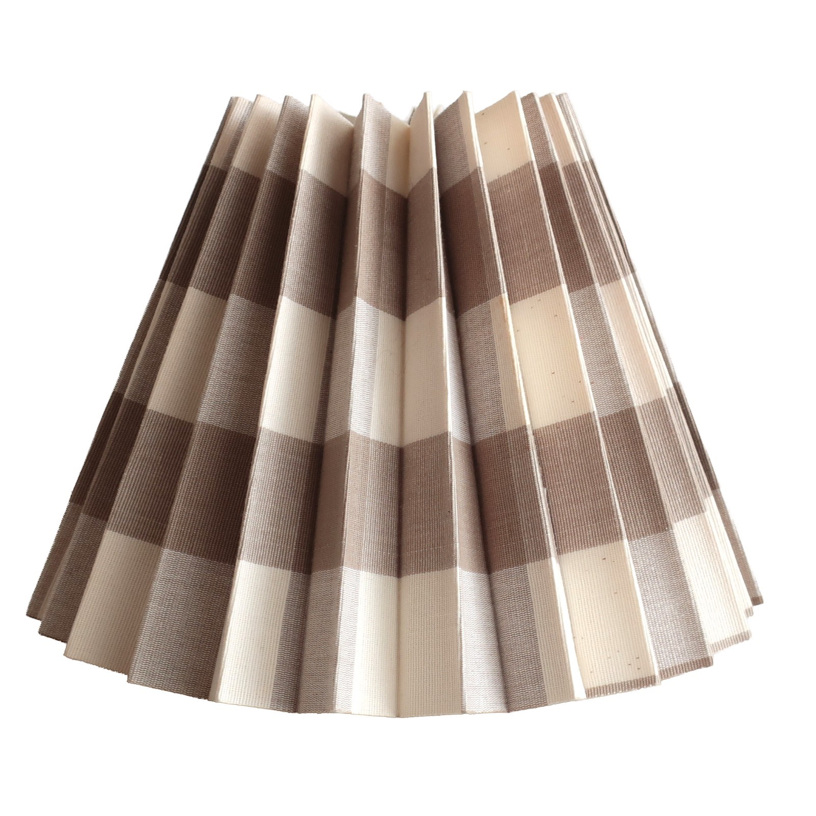 Charming Beige Brown Plaid Accordion Lamp SHADE ONLY Pleated 10