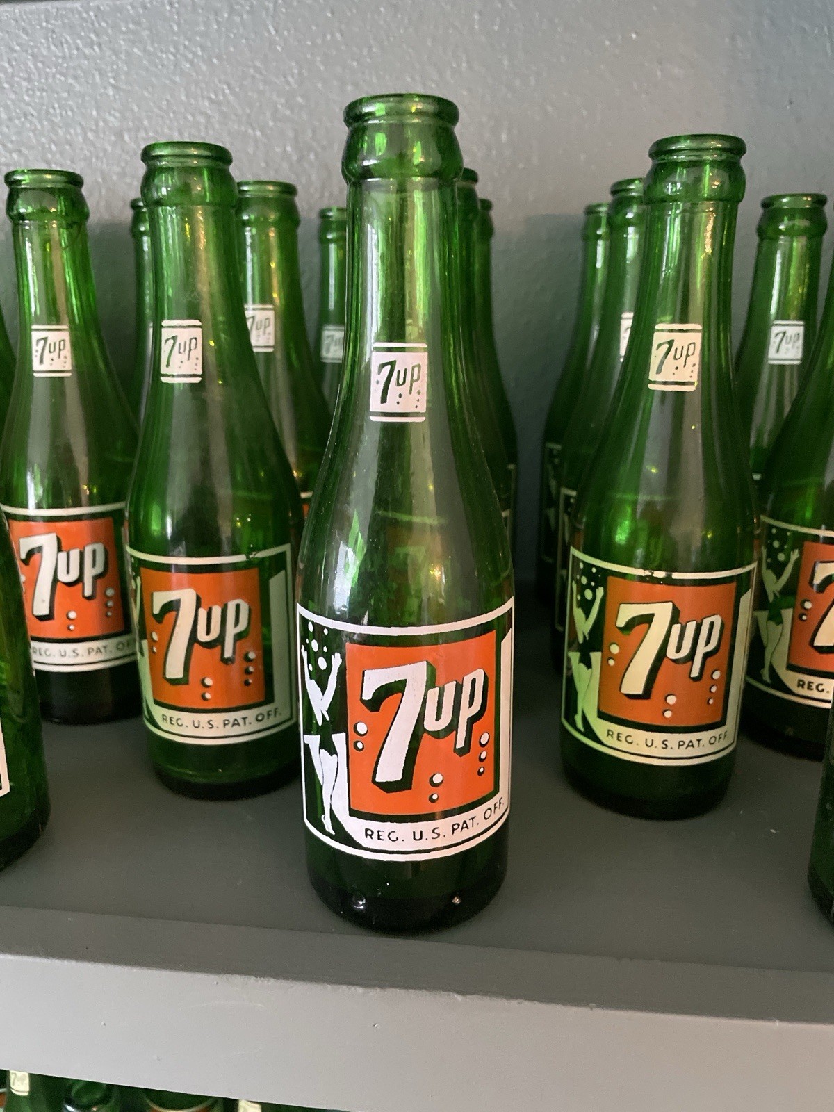 Vintage 1950s 7-Up Painted Label Bottle | Alaska ACL | Sold Individually