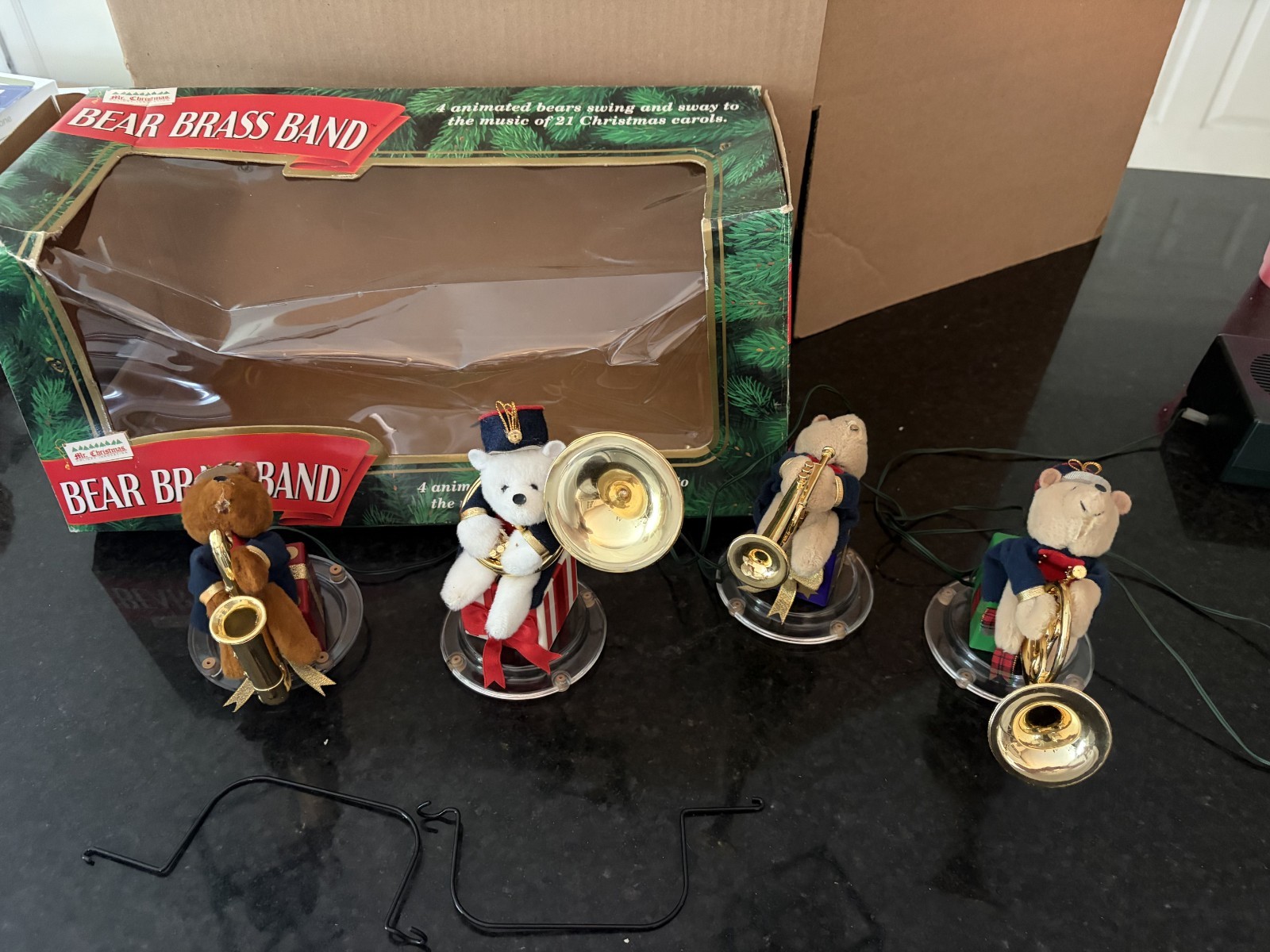 Vintage Mr. Christmas Bear Brass Band Animated Musical 4 Pc READ Box 1995
