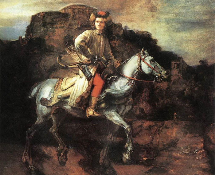 Huge Oil painting Rembrandt Netherlands - The Polish Rider Young Horseman canvas