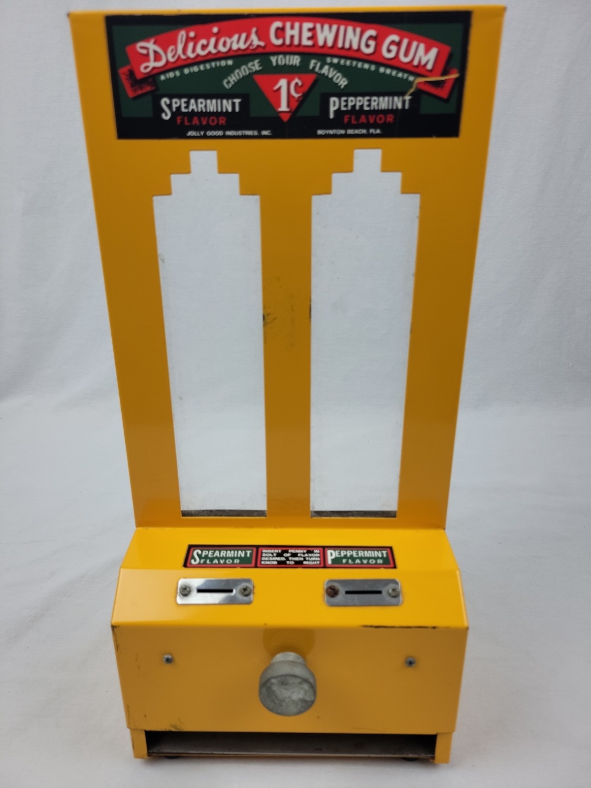 Vintage Parts Jolly Good Industries Chewing Gum Penny 1c Vending Machine Yellow Vintage Parts Jolly Good Industries Chewing Gum Penny 1c Vending Machine Yellow