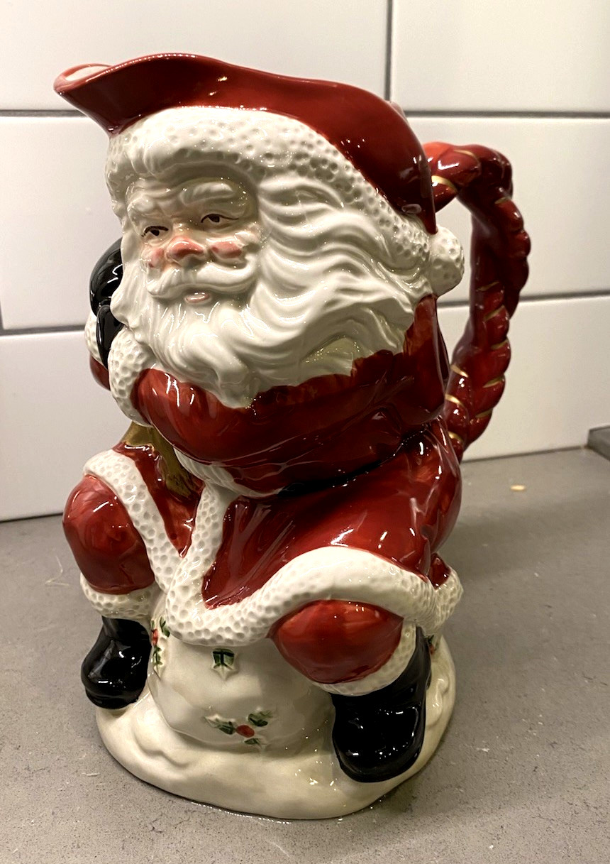 Fitz Floyd Santa Claus Ceramic Pitcher 2 Qt Collectible Classic Christmas 1988