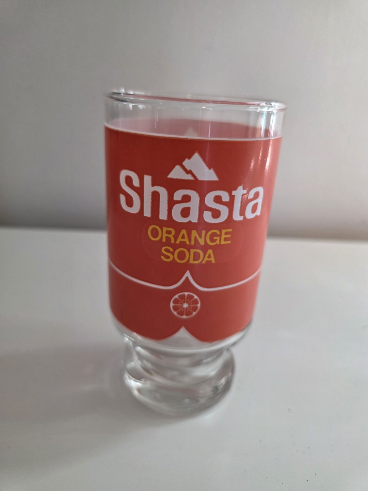 COLLECTIBLE SHASTA ORANGE SODA  DRINKING GLASS