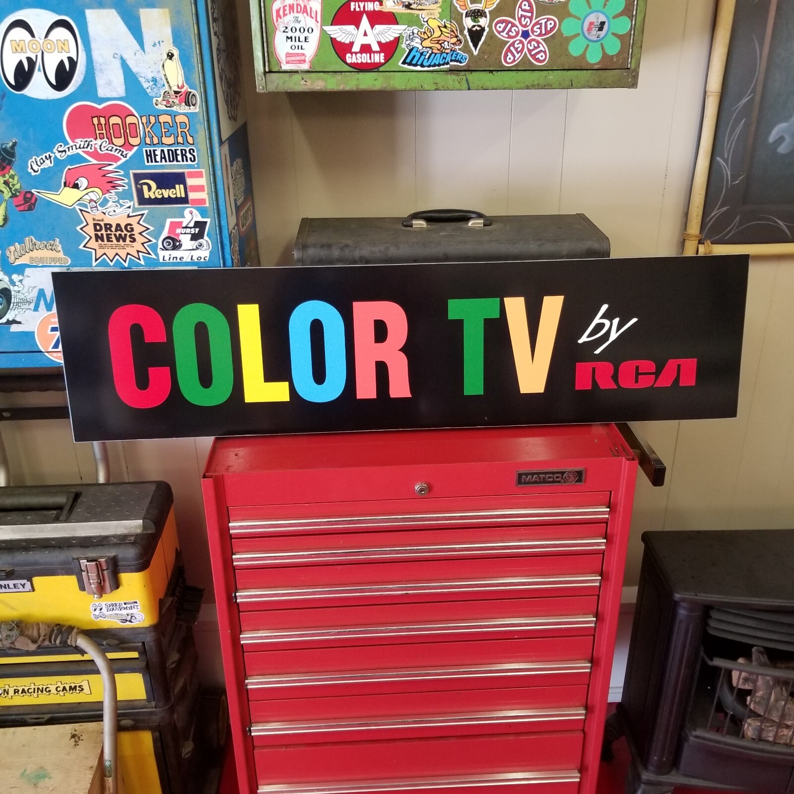 Vintage Look Old Style Color TV By Rca Sign Motel Sign Almost 4ft Long Cool 