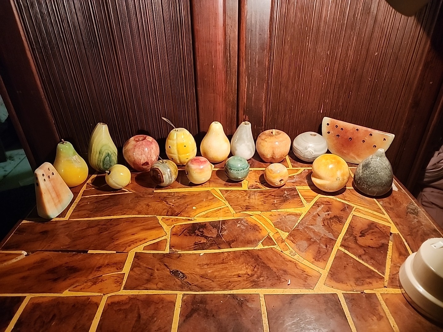 Vintage Antique Italian Hand Carved Alabastor Marbel Stone Decorative Fruit