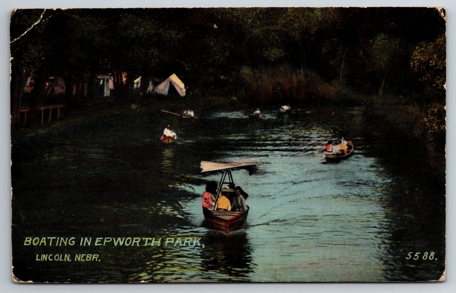 Vintage Postcard NE Lincoln Epworth Park Boating c1912 Divided Back ~7967