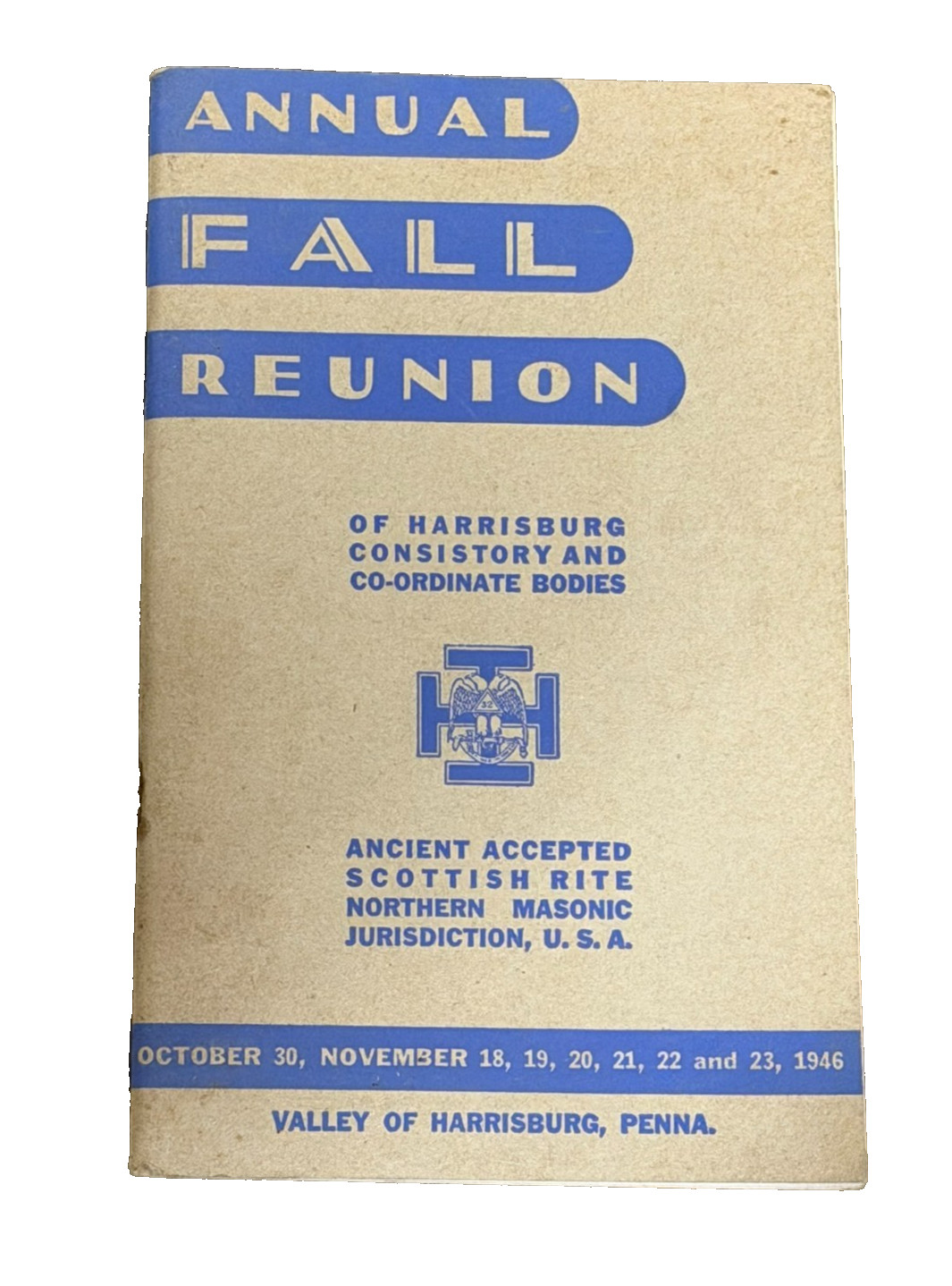 1946 Scottish Rite Harrisburg PA Reunion Vintage Booklet Freemasonry Masonic