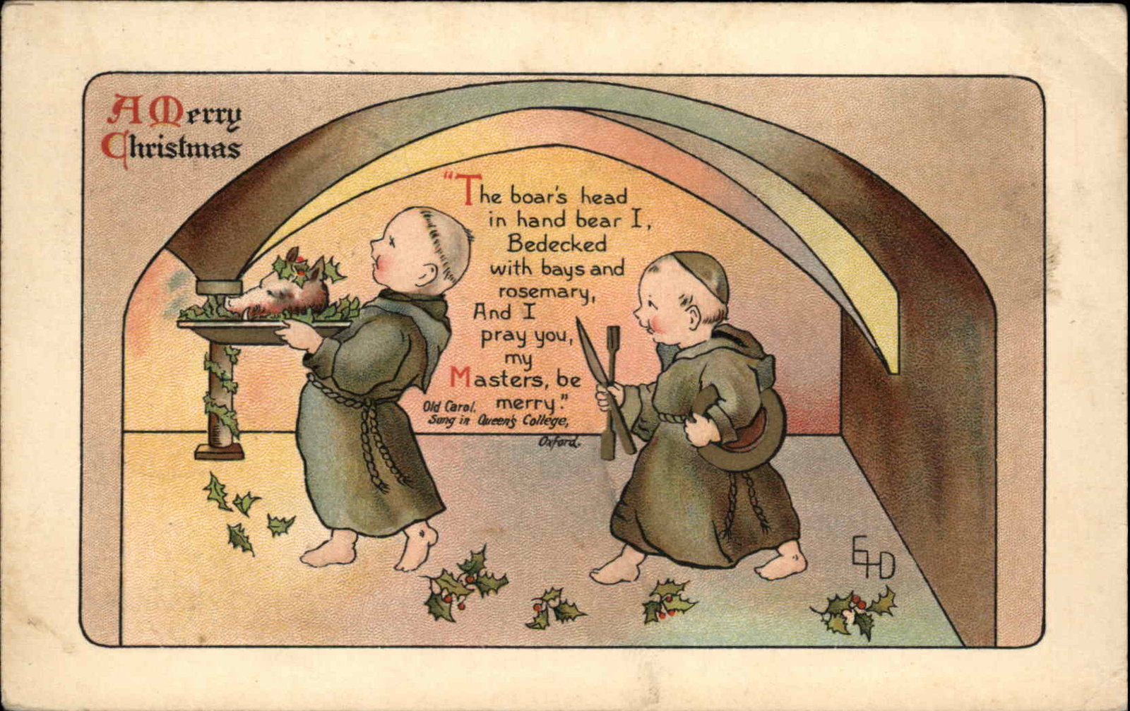 Nister Ethel DeWees Christmas Little Boy Monks Monastery c1910 PC Nister Ethel DeWees Christmas Little Boy Monks Monastery c1910 PC
