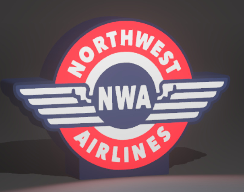 Vintage Northwest Airlines LED Lighted Sign | USB Powered Airline Display Light