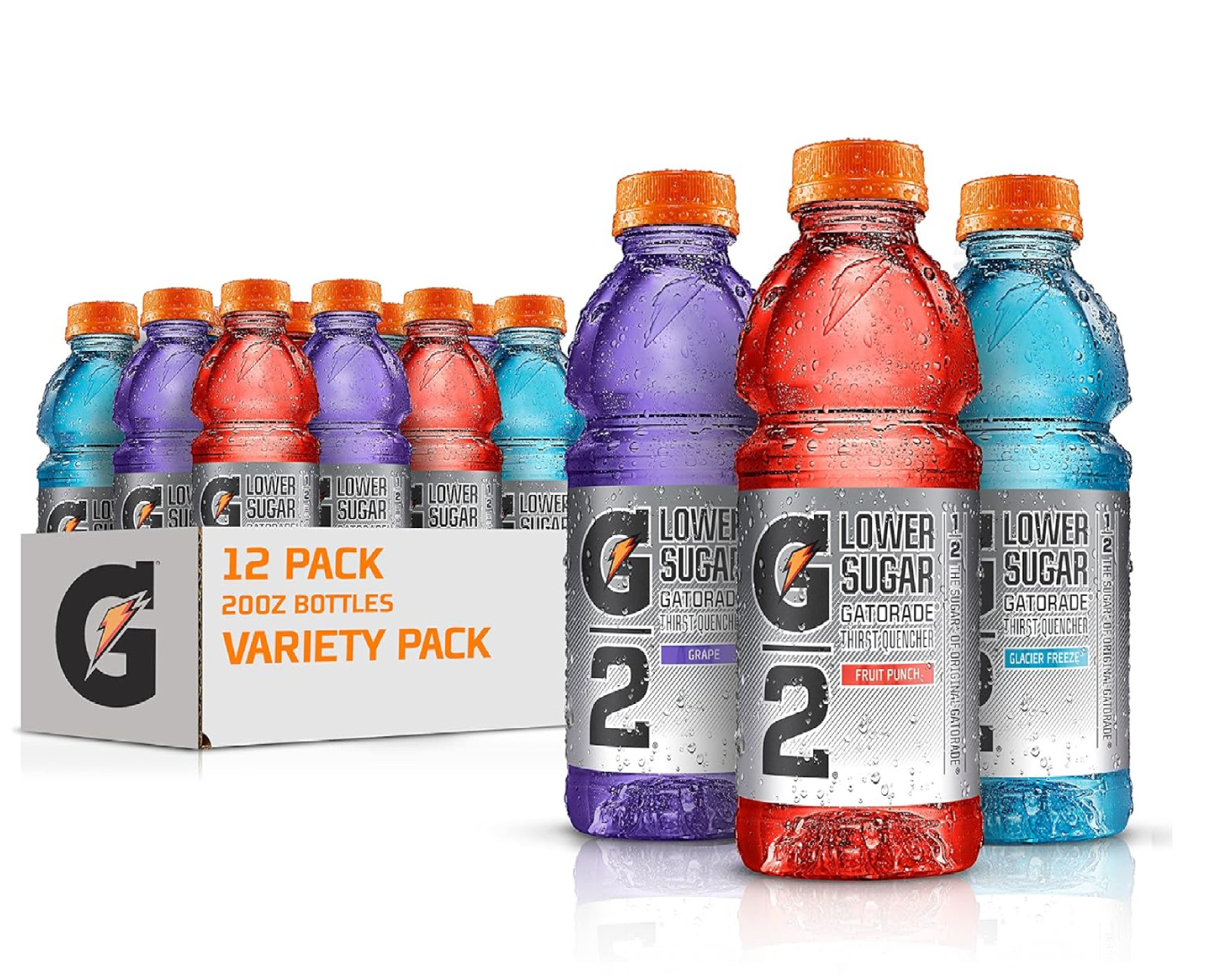 Gatorade G2 Thirst Quencher Sports Drink, Variety Pack, 20oz Bottles, 12 Pack,