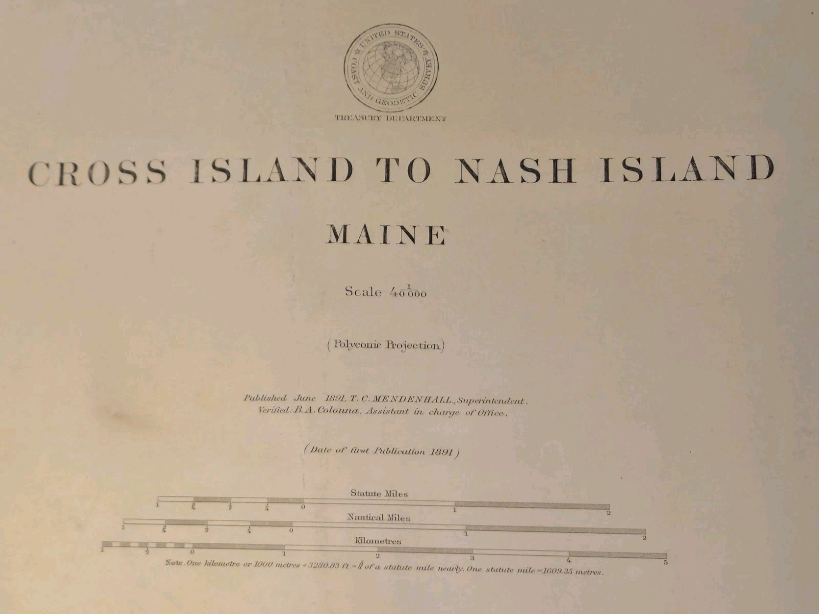 1891  Jonesport To Machiasport Maine Island Sailing Chart