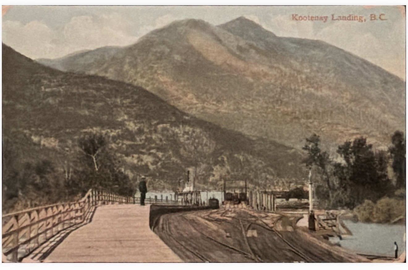 Kootenay Landing British Columbia Canada c1910  Train Tracks Dock Postcard