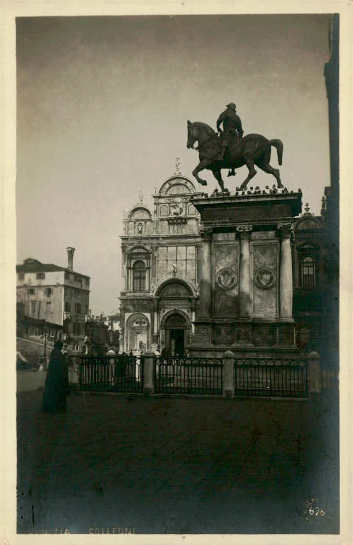 Venice Italy Monumento a Bartolomeo Colleoni Statue Vintage Postcard