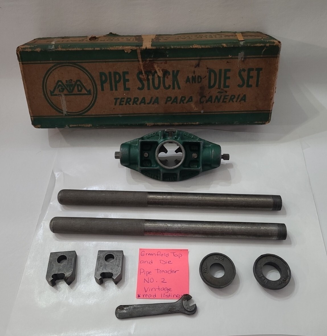 Greenfield Tap & Die Set Pipe Stock Threader GTD No. 2 Tool Orignal Vintage ⬇️