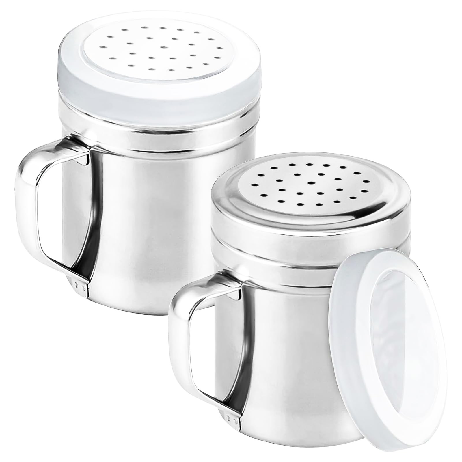 2Pcs Metal Salt Pepper Dredge Shakers, Stainless Steel Pepper Shaker Seasoning