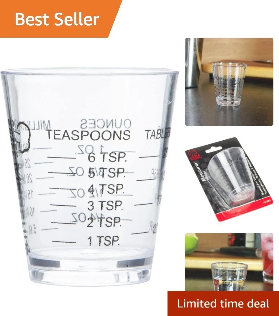Versatile 1 Ounce Measurer - Clear Plastic Shot Glass for Cooking & Cocktails