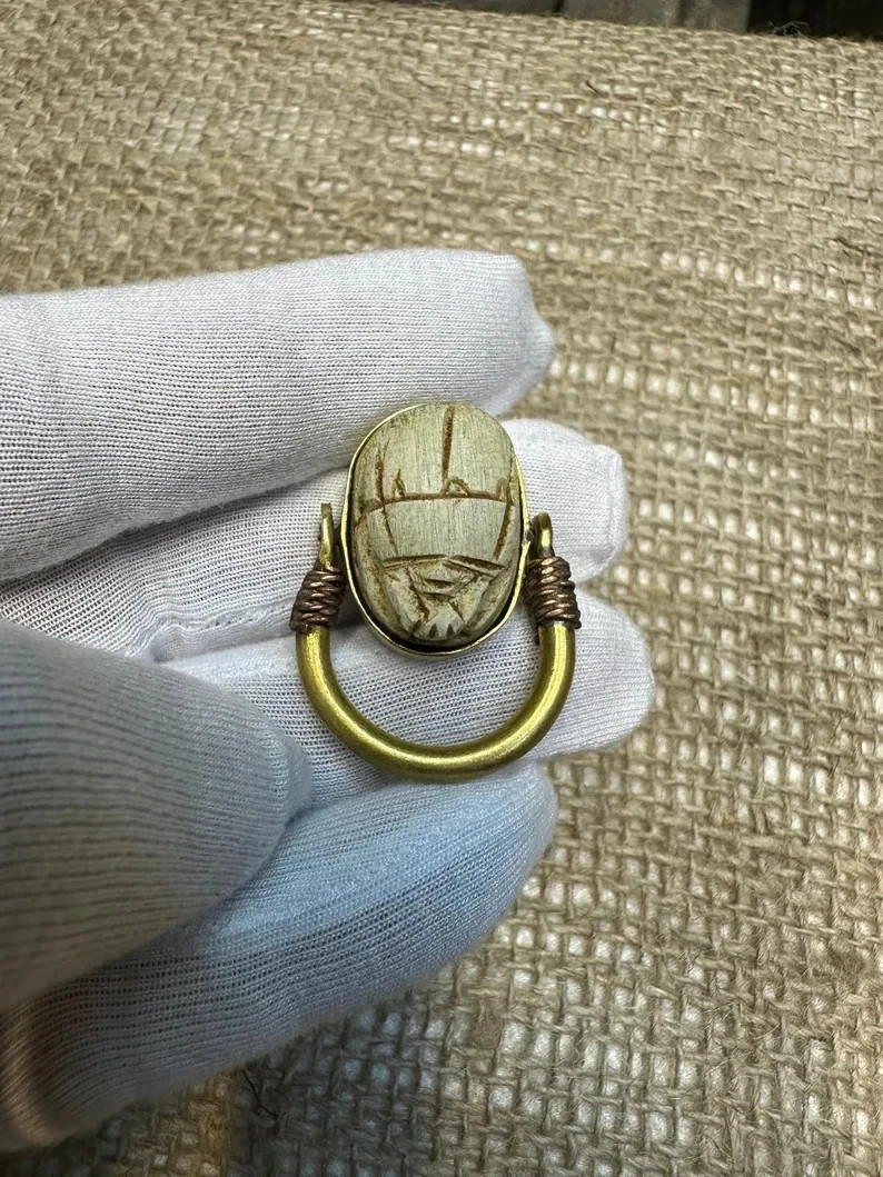 Authentic Ancient Egyptian Antiquities Egyptian Copper scarab Ring Egyptian BC