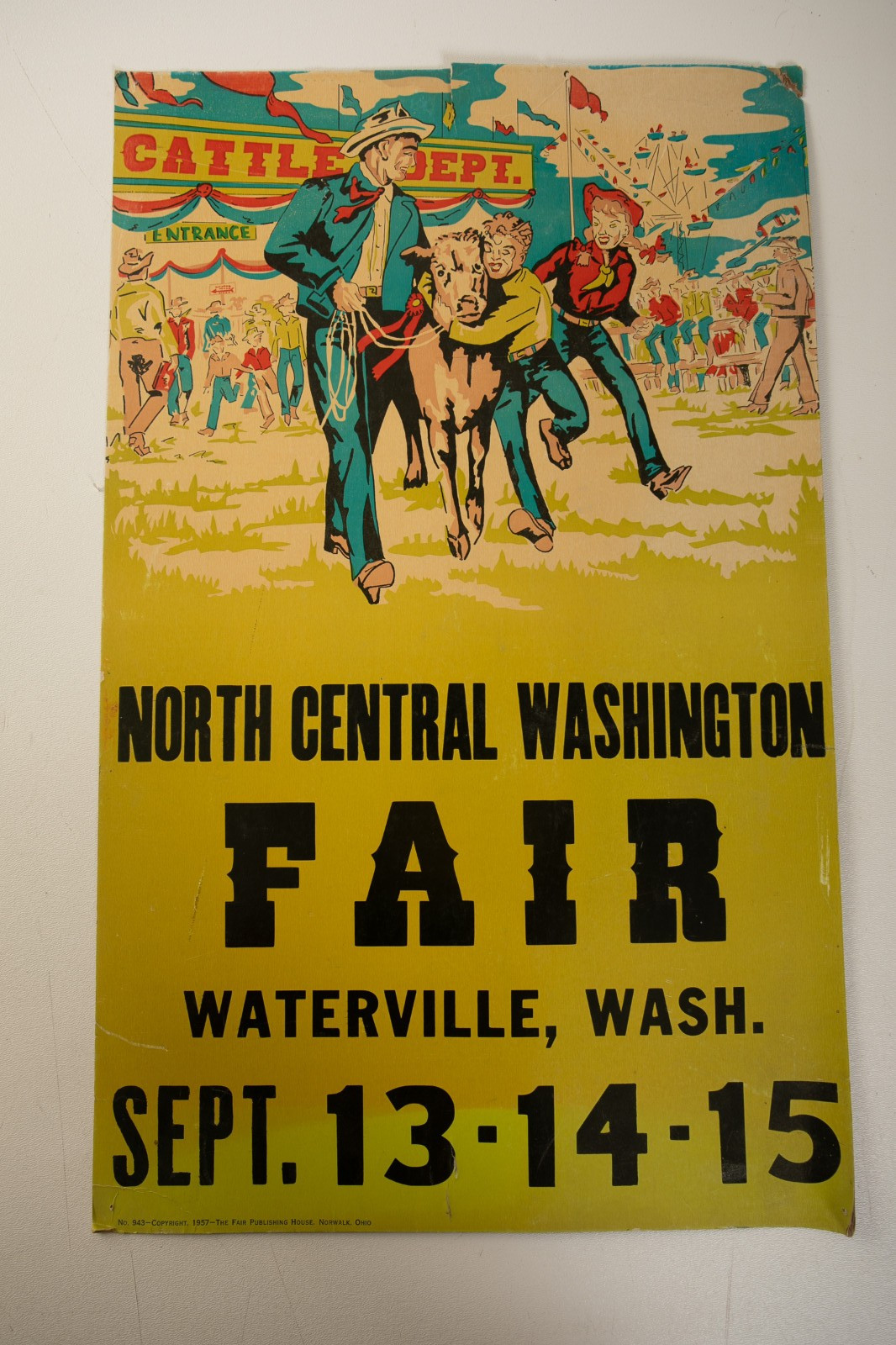 1957 North Central Washington Fair Poster (N2R/JSF6) Waterville Rodeo Cattle 943
