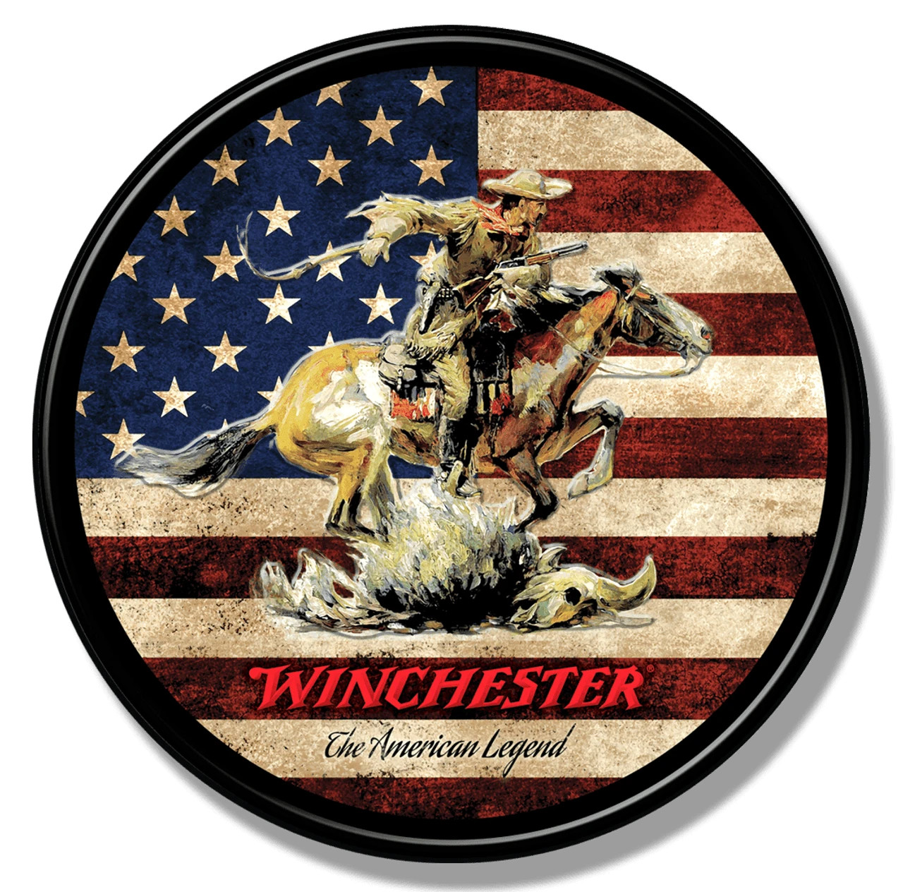 Winchester Express Legend Round EMBOSSED Sign wall decor 11.75\ Winchester Express Legend Round EMBOSSED Sign wall decor 11.75\