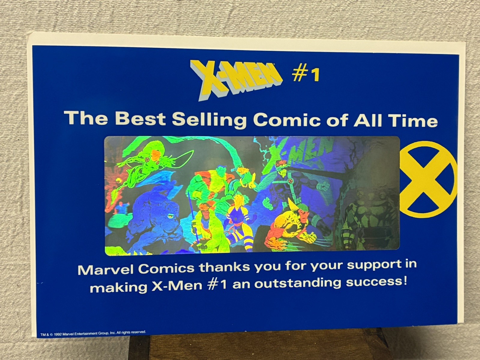Vintage 1991 Marvel X-Men #1 Promotional Hologram Display Sign