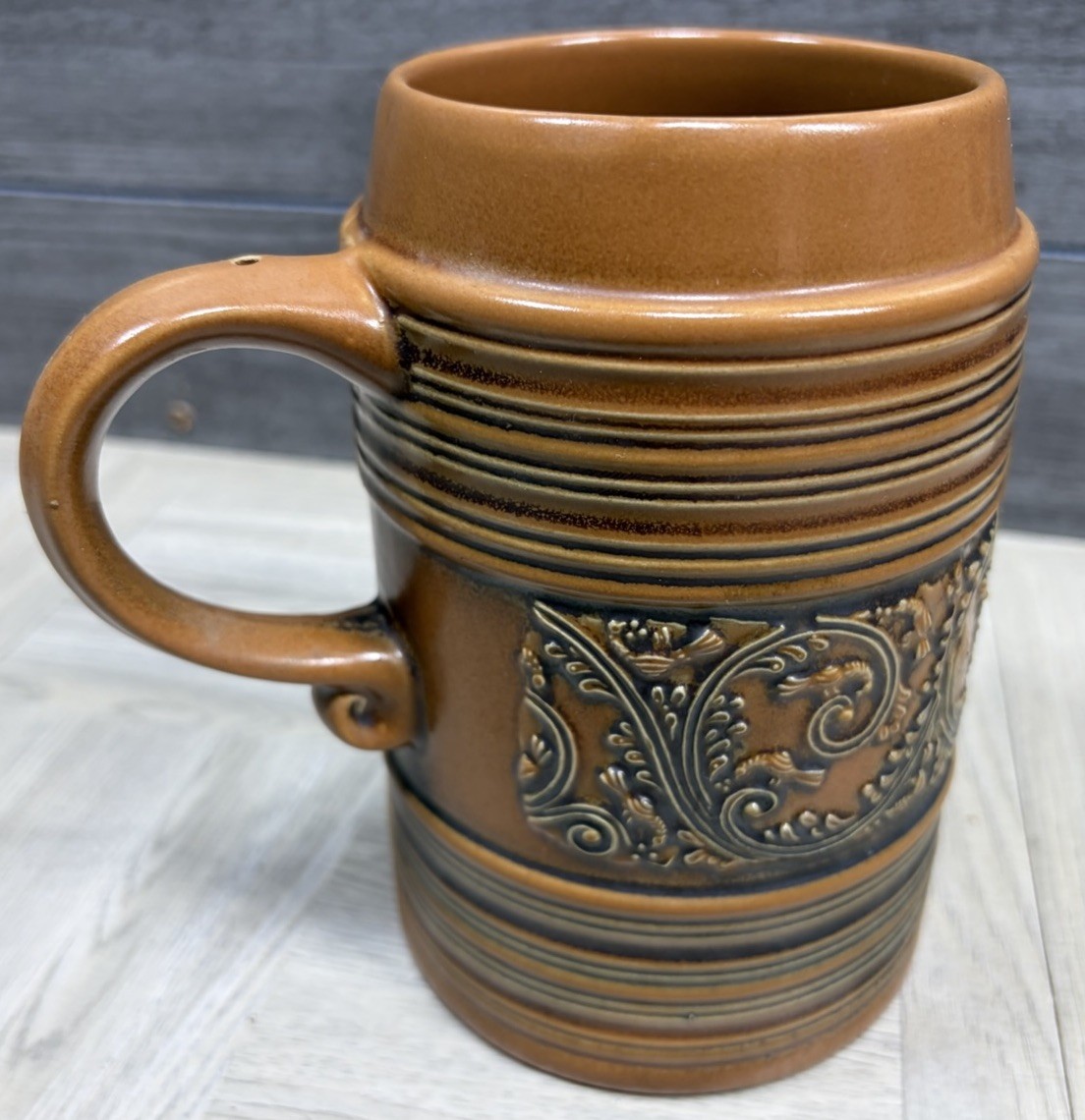 Gerz Getz Gets Stoneware Beer stein Beerstein Glazed Brown West Germany Vtg Mug
