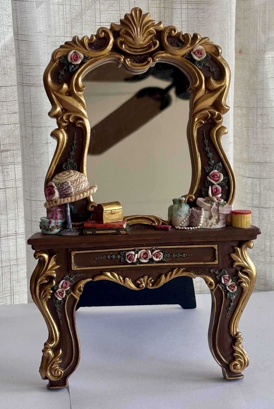 Vintage Victorian Style Vanity Mirror  Resin Figurine 10” Grandmacore 