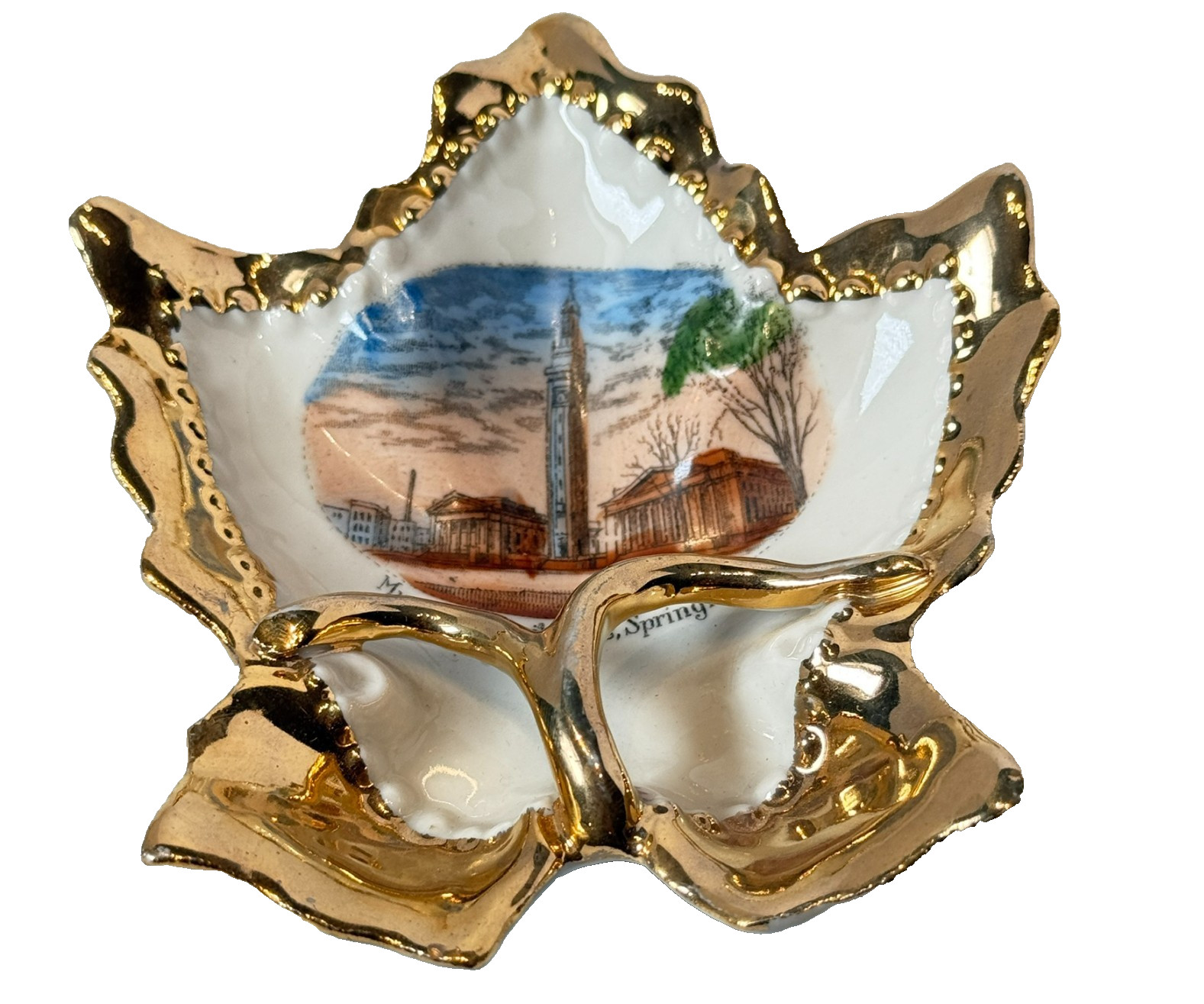 SPRINGFIELD MA Massachusetts MUNICIPAL  Souvenir ANTIQUE TRINKET DISH ASHTRAY