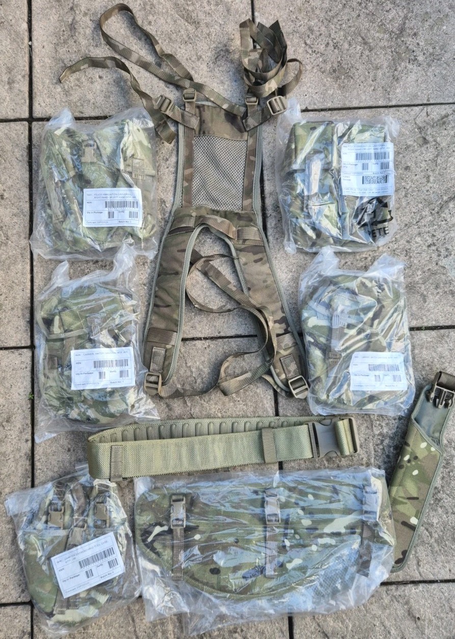 Genuine British Army Webbing Set MTP Pouches, Yoke, Hip Pad, Frog NEW