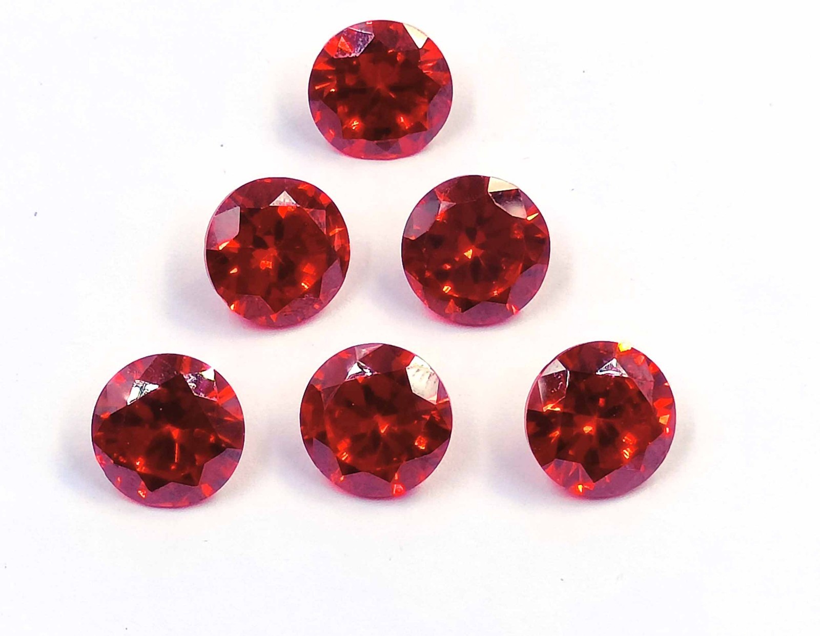 6 PCS Natural Orange Sapphire Round Cut 8 x 5 mm Lot Certified Loose Gems 6GHB