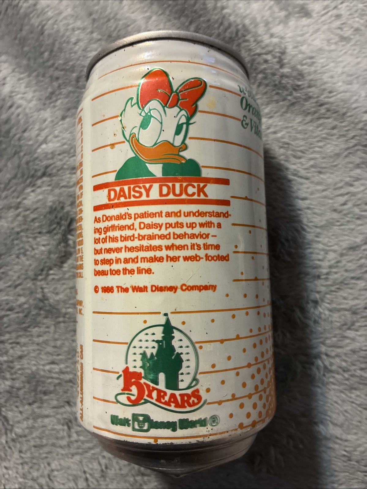 Vintage Diet Minute Maid Orange 12oz Soda Can Disney’s Daisy Duck Graphic 1986