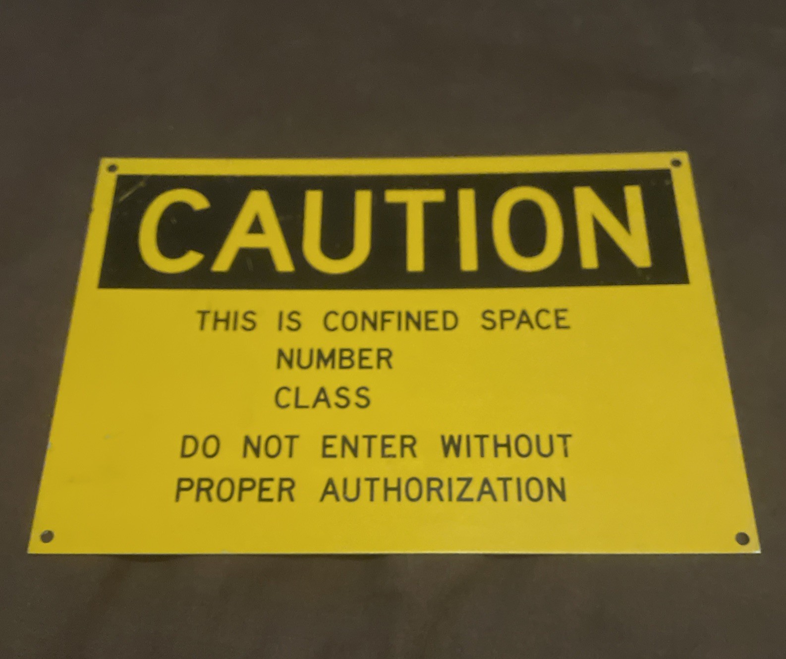 vintage authentic porcelain enamel caution sign 10”by 7”