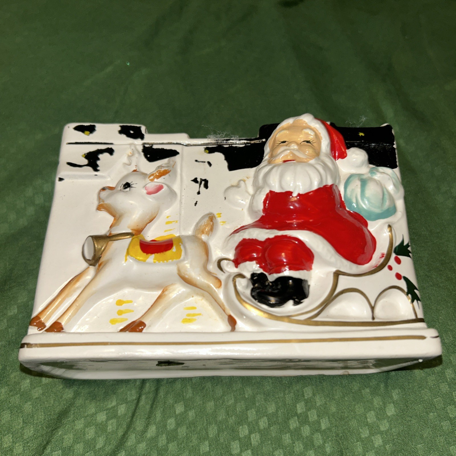 Vintage HTF Giftwares Santa and Sleigh Planter Made in Japan