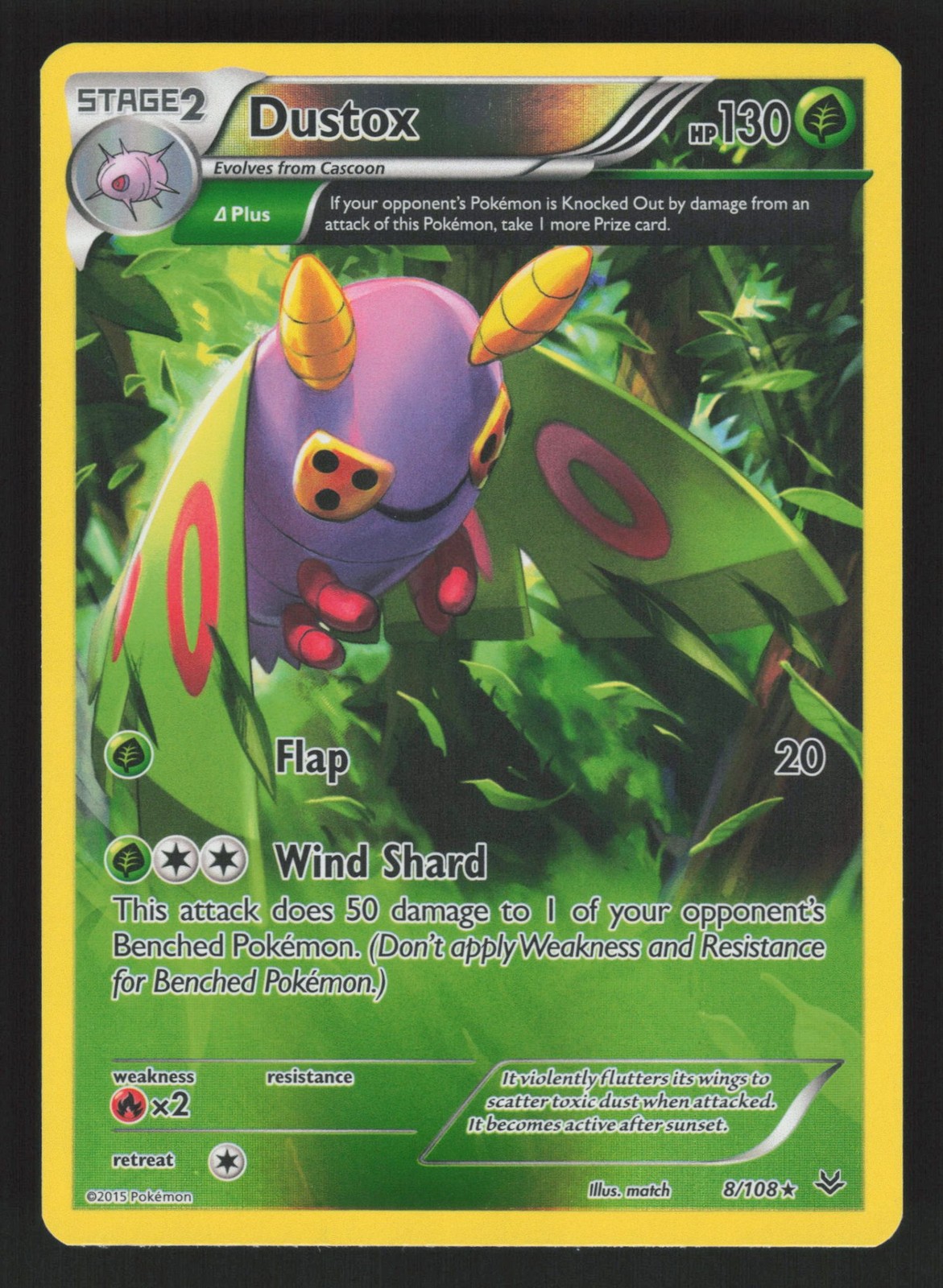 English NM Dustox (8 Delta) 8/108 ROS Reverse Holofoil Pokemon XY - Roaring S...