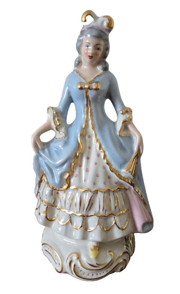 Vintage G & C Porcelain Victorian Lady Figurine with Gold Trim, 8-1/2\