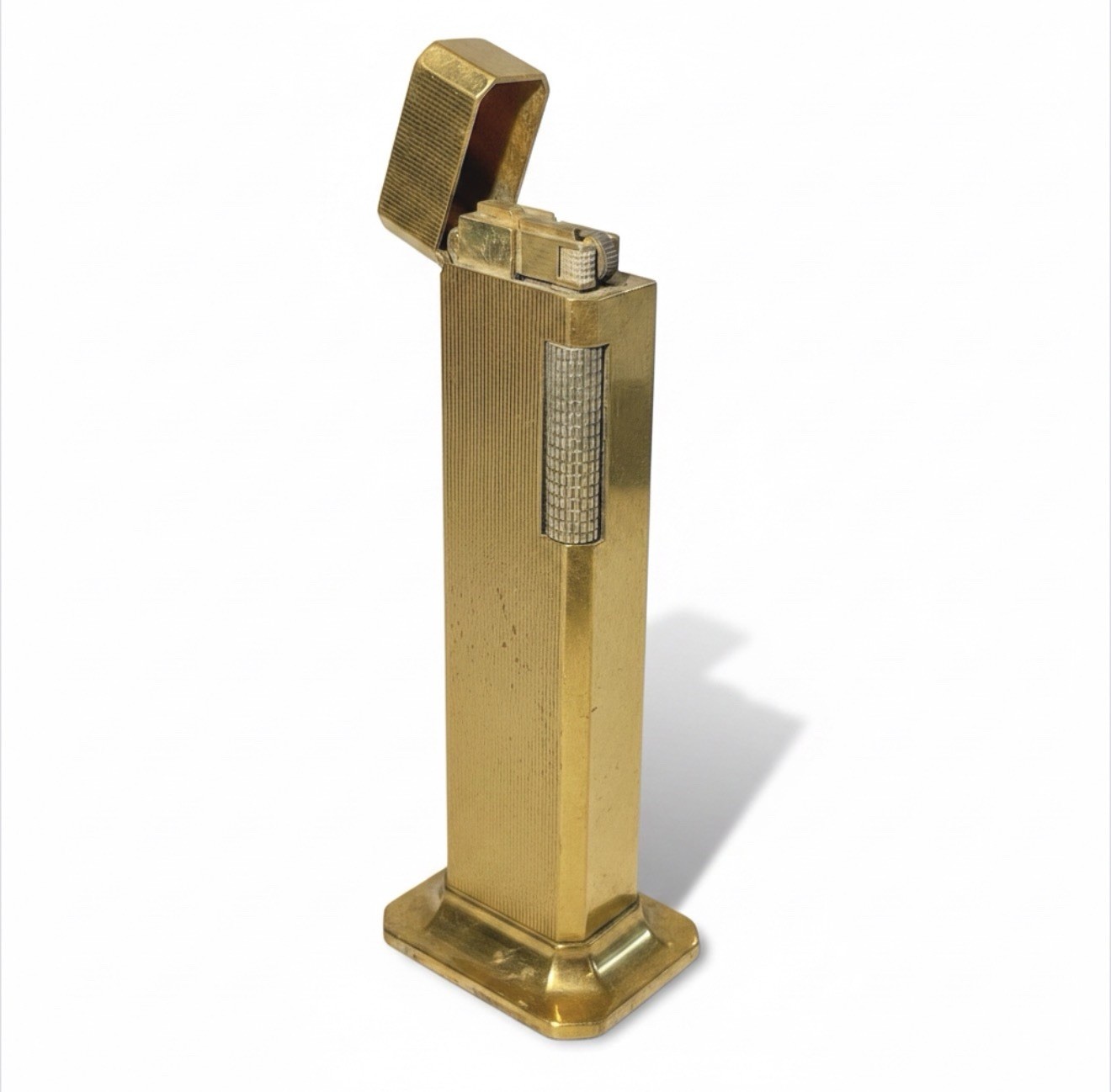 Vintage Dunhill Tallboy Table Lighter Gold Tone Made In England