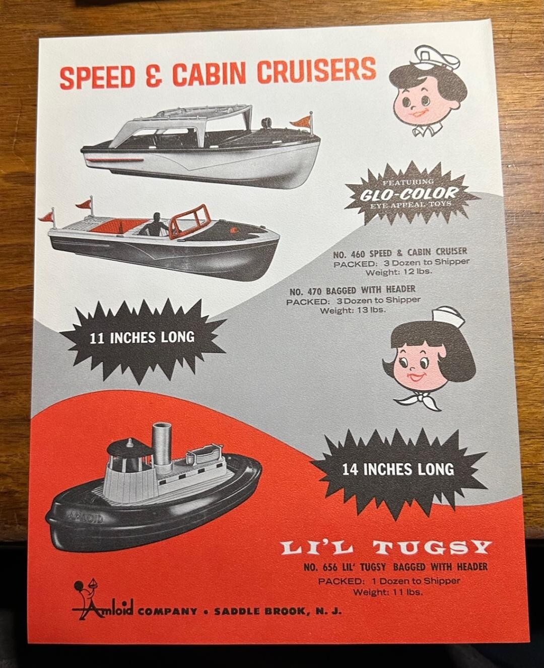 Original 1960\'s Amloid Toy Company Salesman Advertising Leaflet Cars Boats #A22
